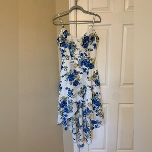 by & by Blue Asymmetrical High-Low Sundress Spaghetti Strap